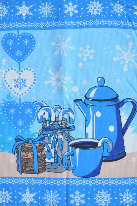Полотенце вафельное (Кофейник голубой) 